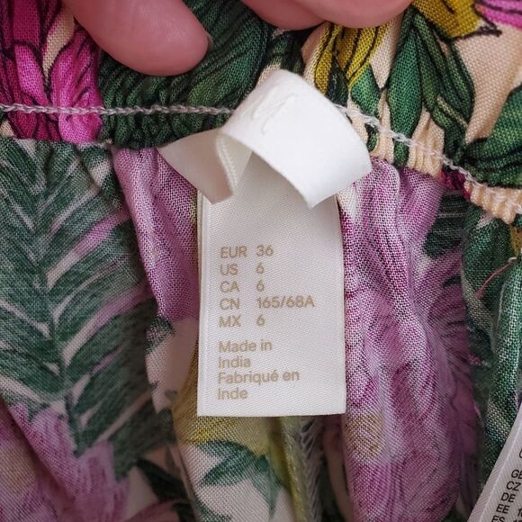 H&M tropical beach pants floral viscose joggers with pockets 6 - Picture 5 of 7